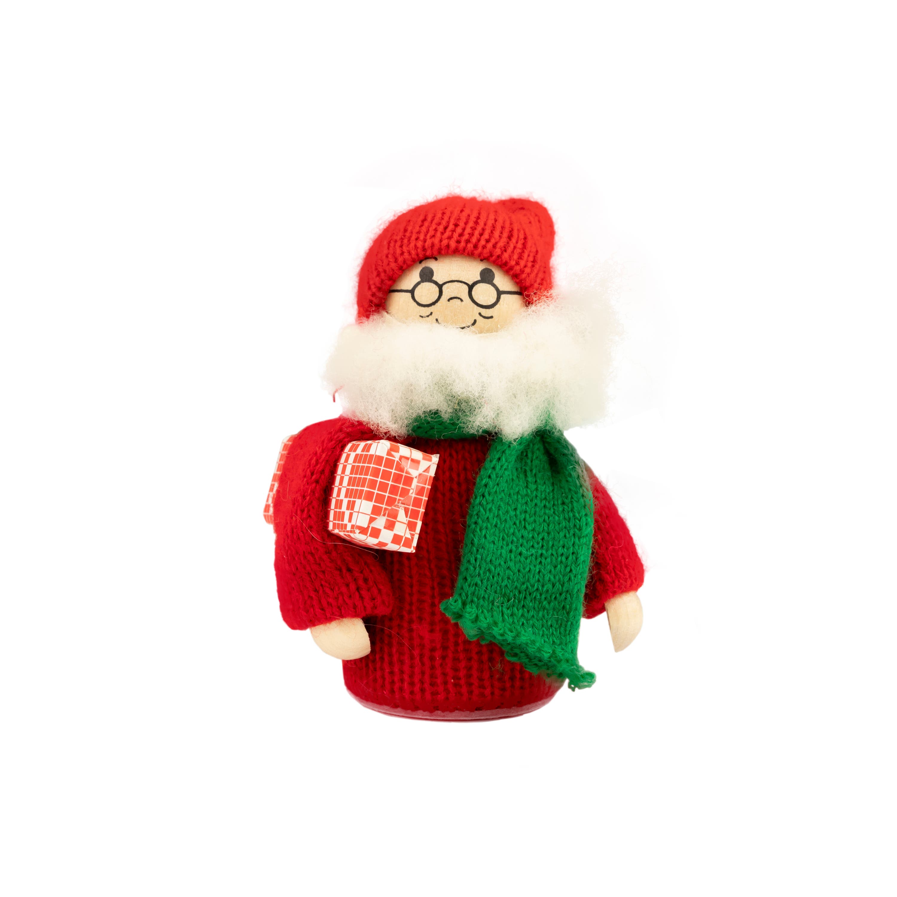 Santa With Christmas Present Red