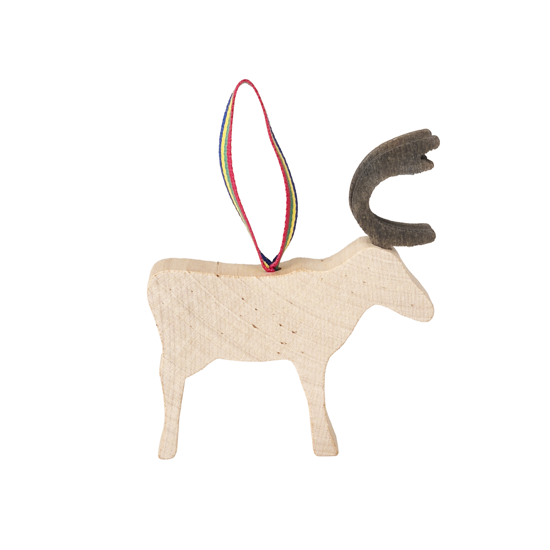 Natural Wooden Reindeer Ornament