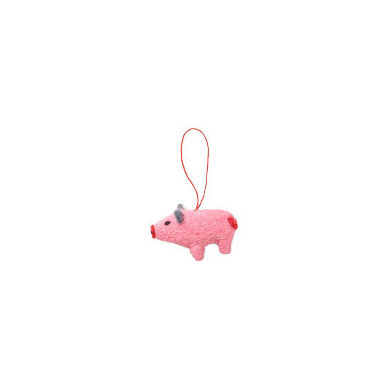 Felted Wool Pig Ornament