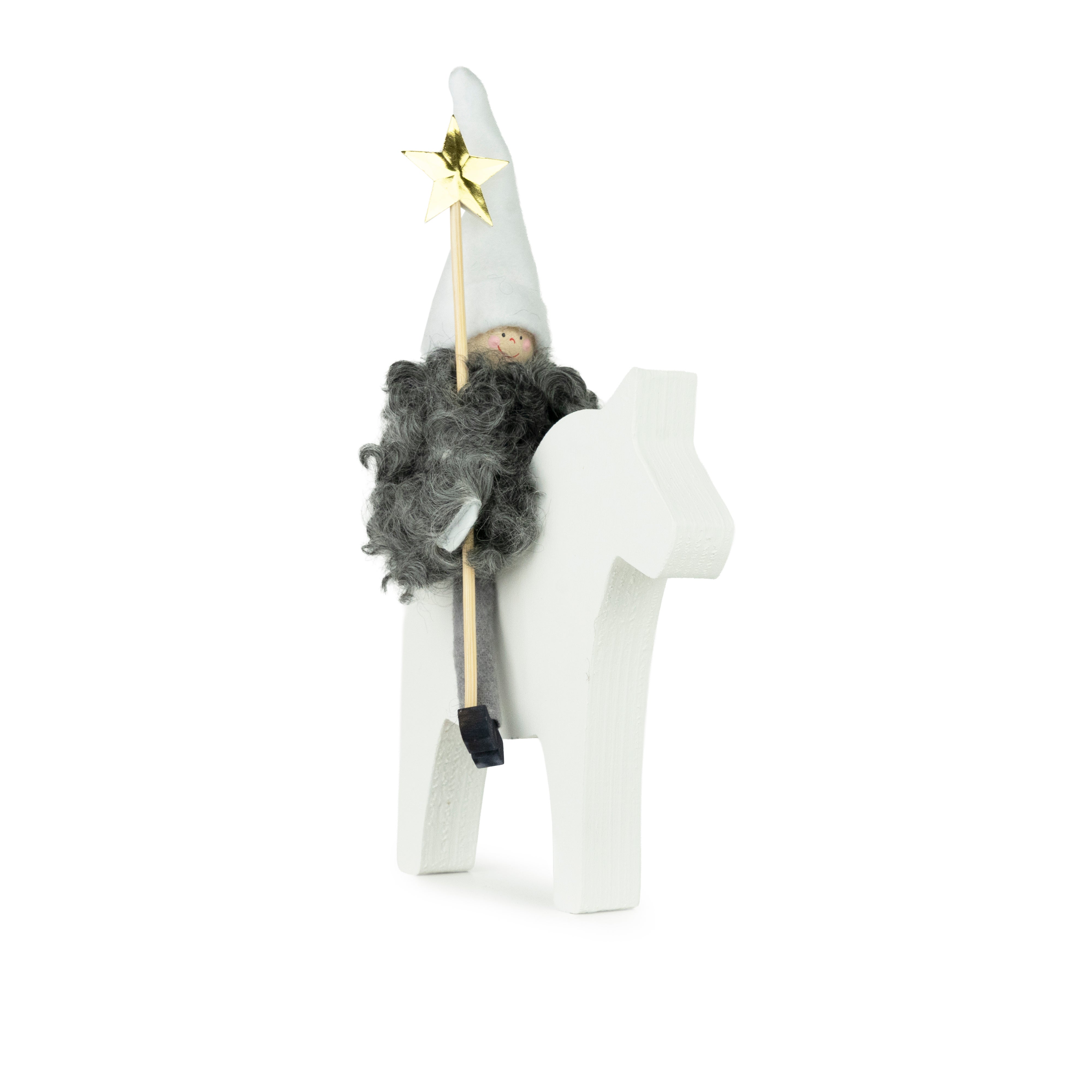 Santa on Horse with Sheepskin White