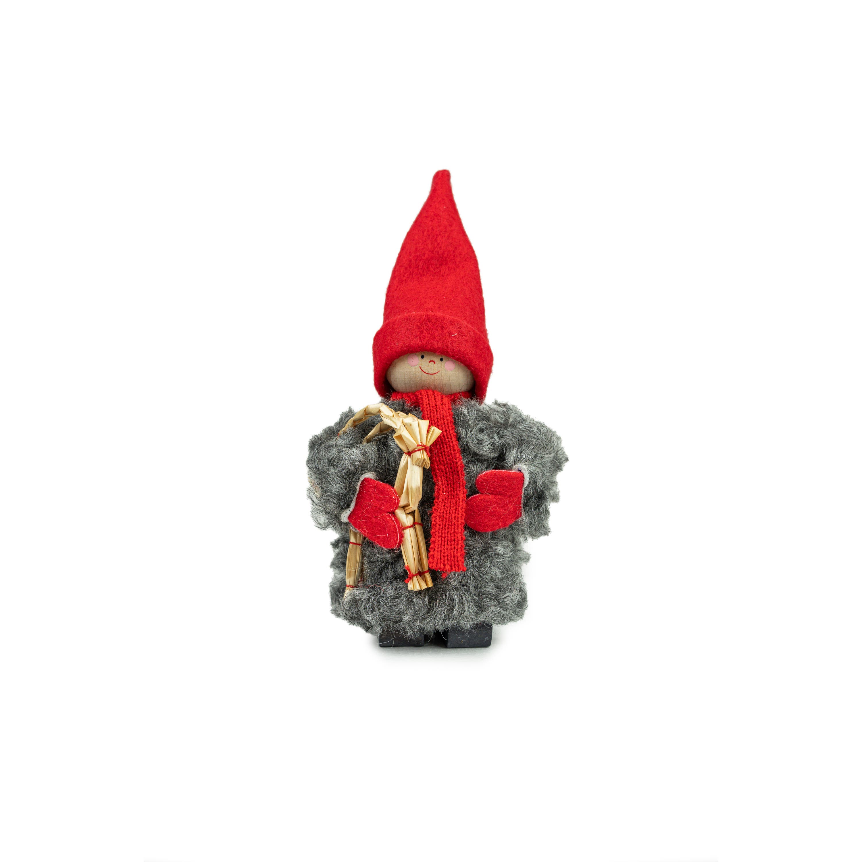 Santa with Goat in Sheepskin Wool