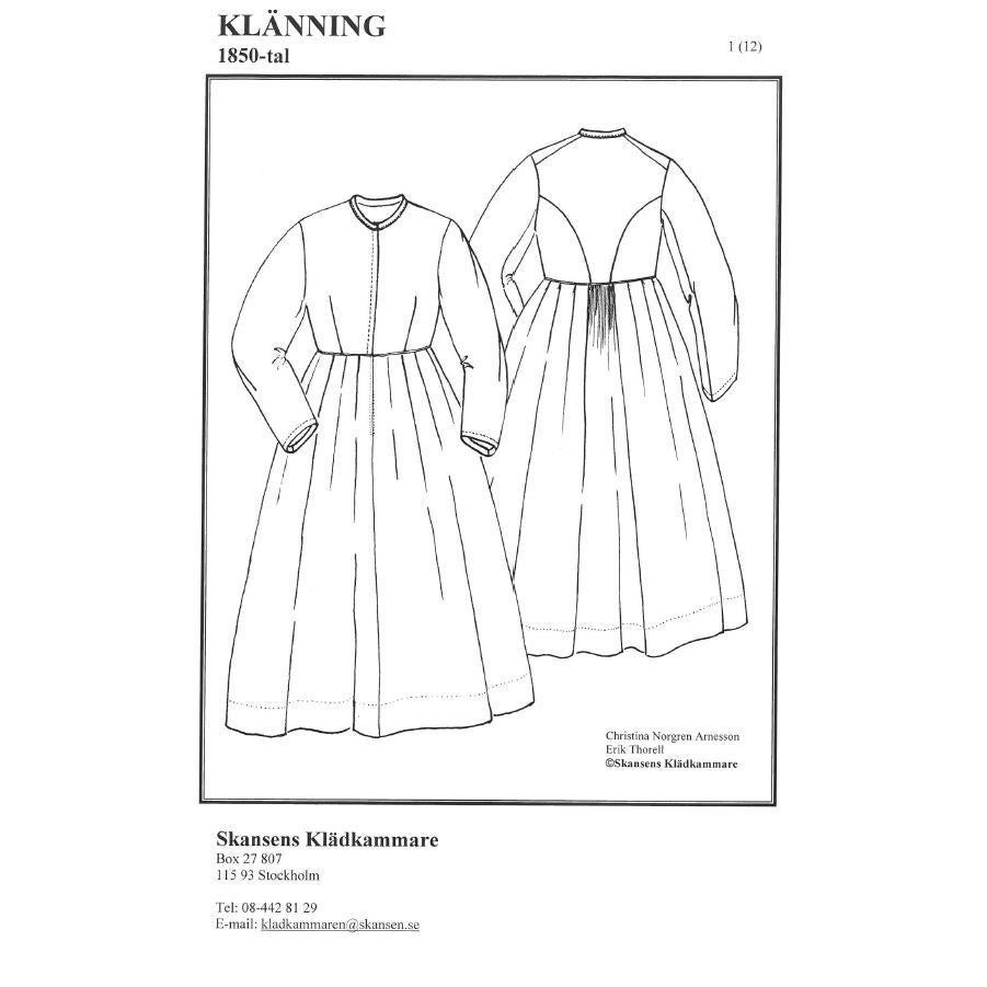 Mönsterbeskrivning Klänning 1850-tal