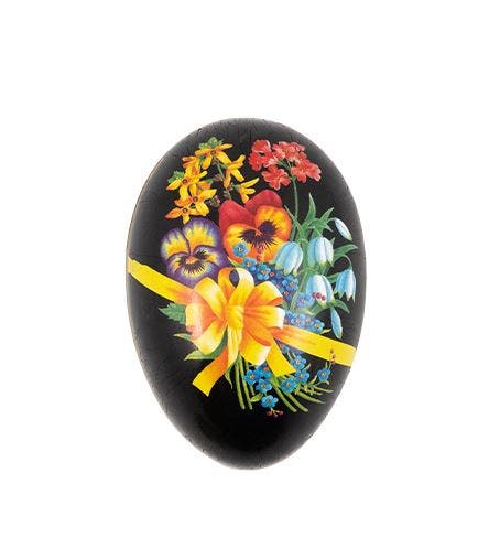 Påskägg 9 cm Svart Med Blommor