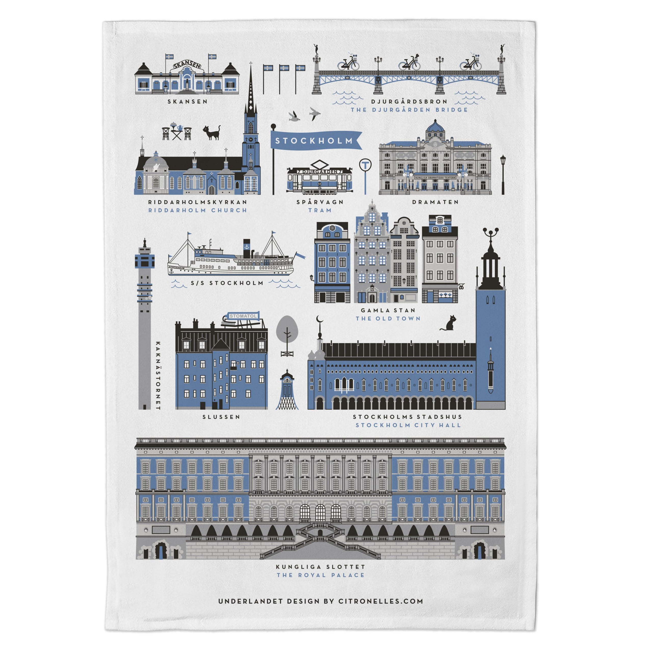 Kökshandduk Stockholm City blå 50×70 