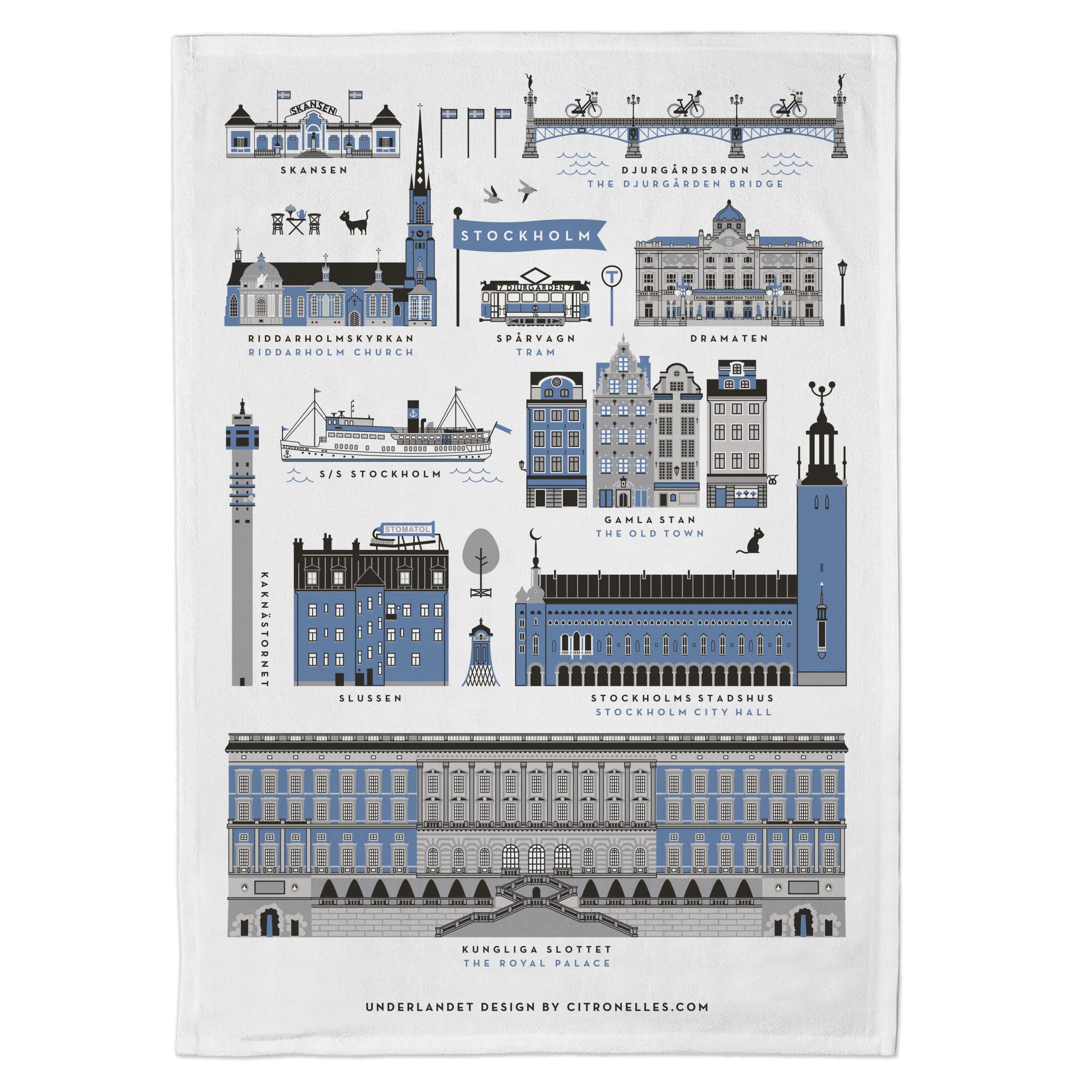 Kökshandduk Stockholm City blå 50×70
