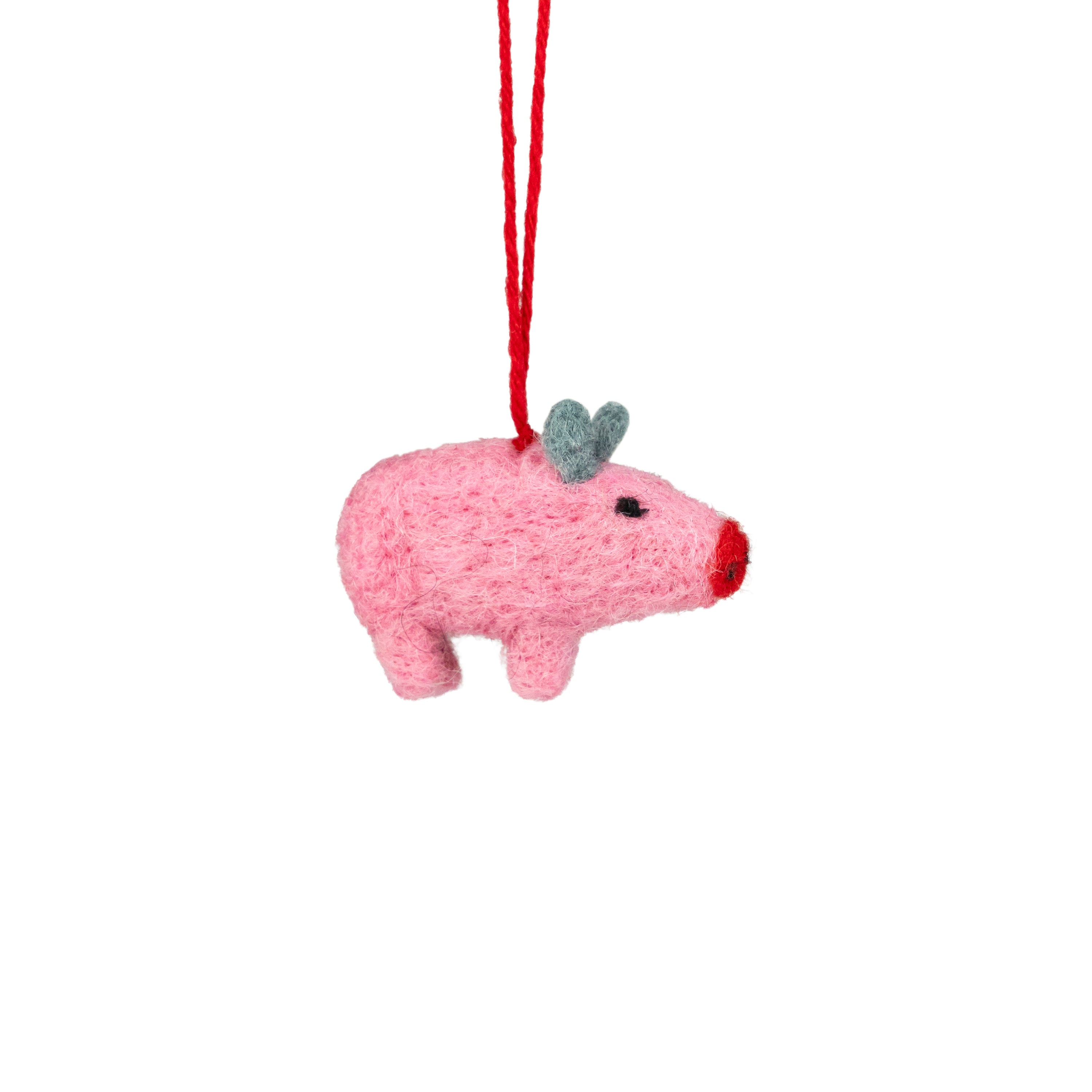 Felted Wool Pig Ornament