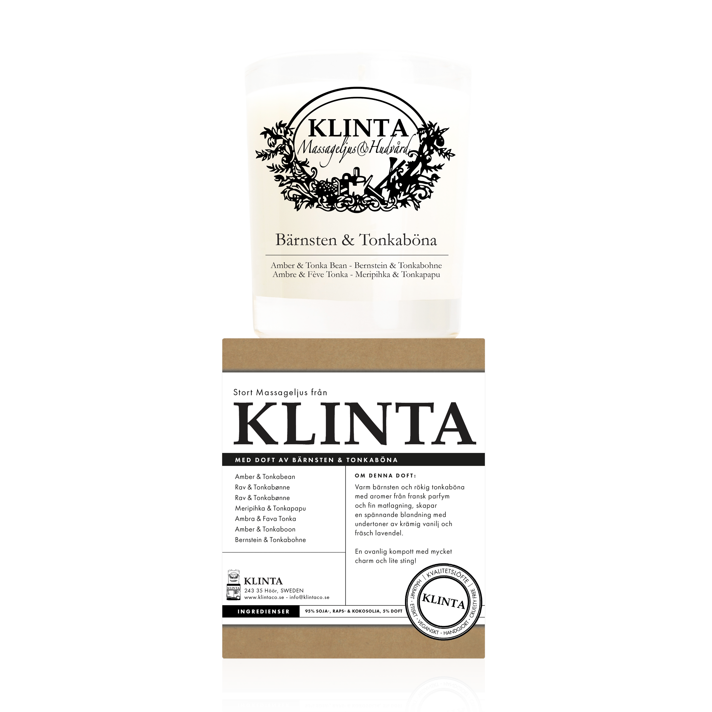 Klinta Doft- & Massageljus Bärnsten & Tonkaböna