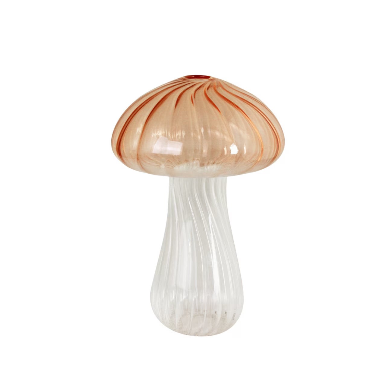Mushroom Vase Tall Peach Glass
