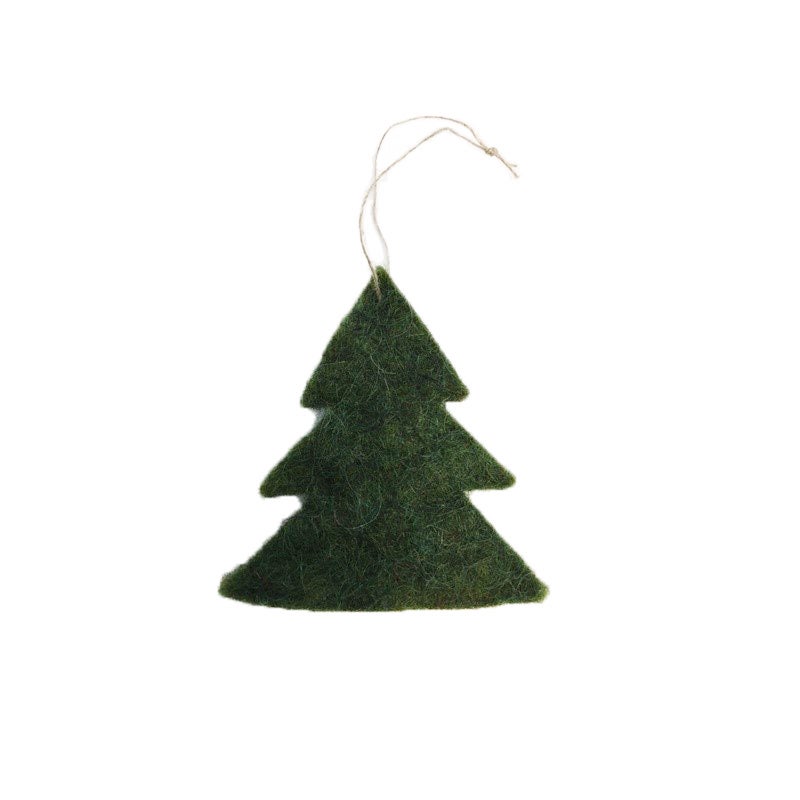Felted Wool Tree Ornament Dark Green