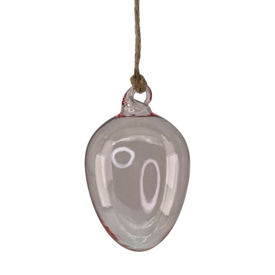 Easter Glass Egg Ornament Pink Small
