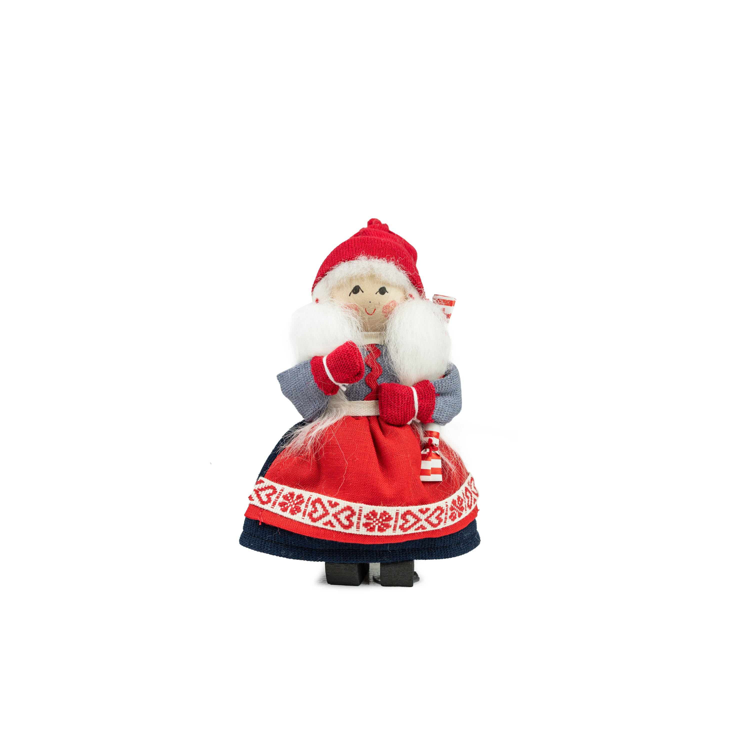 Santa Maj with a roll of wrapping paper