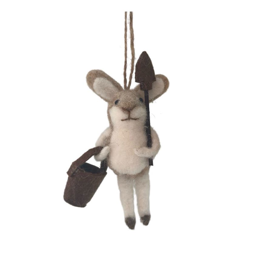 Påskhänge i ull, hare med hink