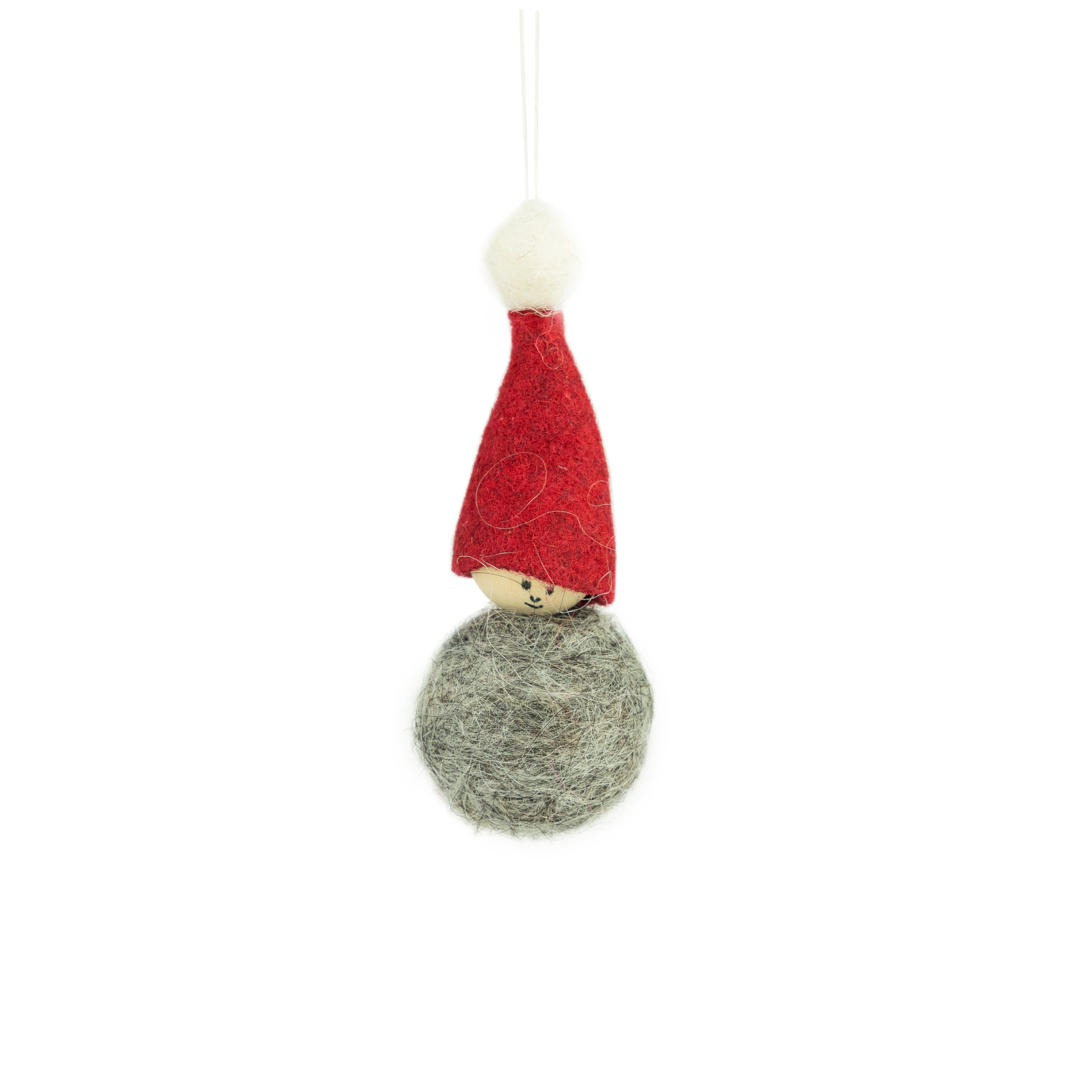 Grey Wool Gnome Hanging Ornament