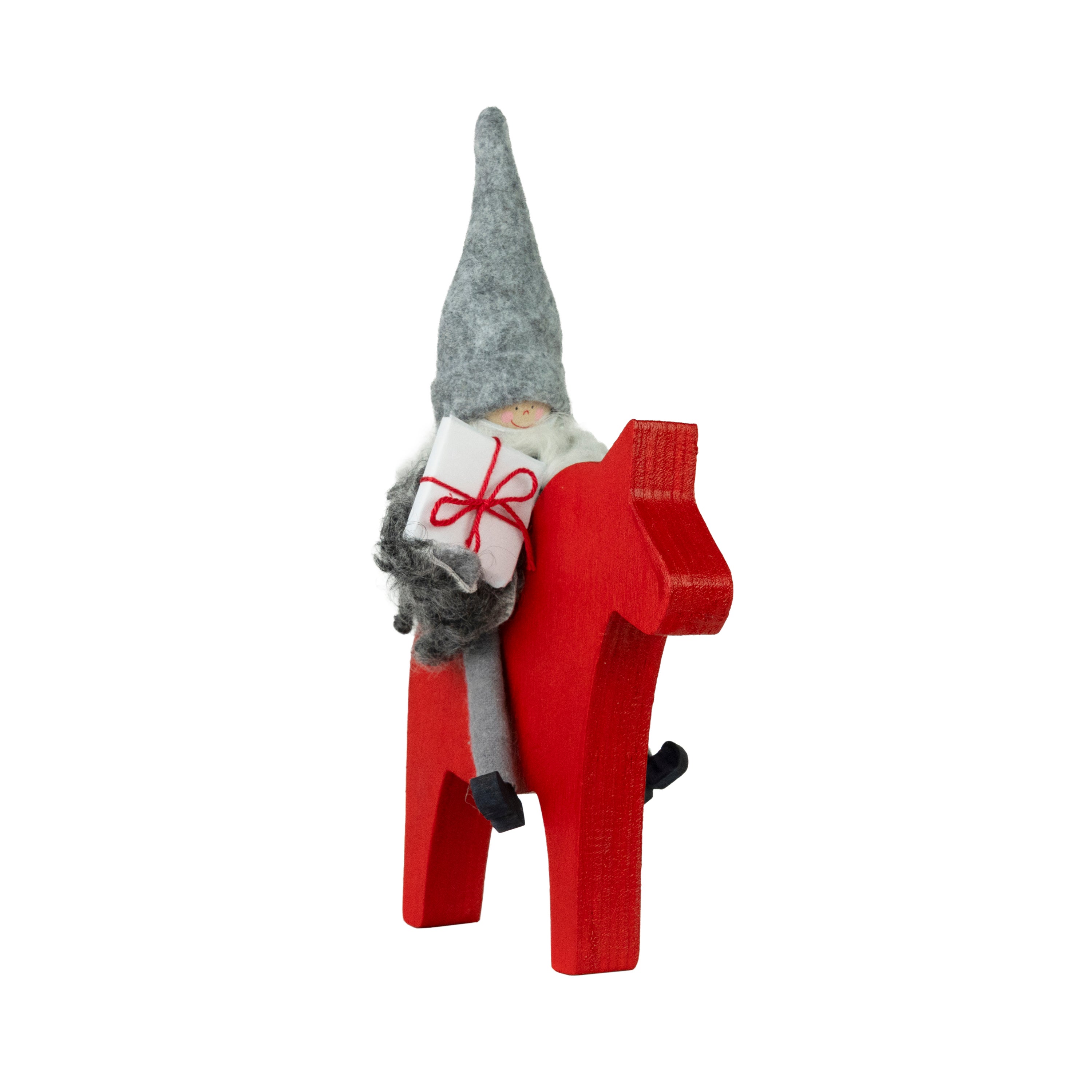 Gnome on Dala Horse with Sheepskin