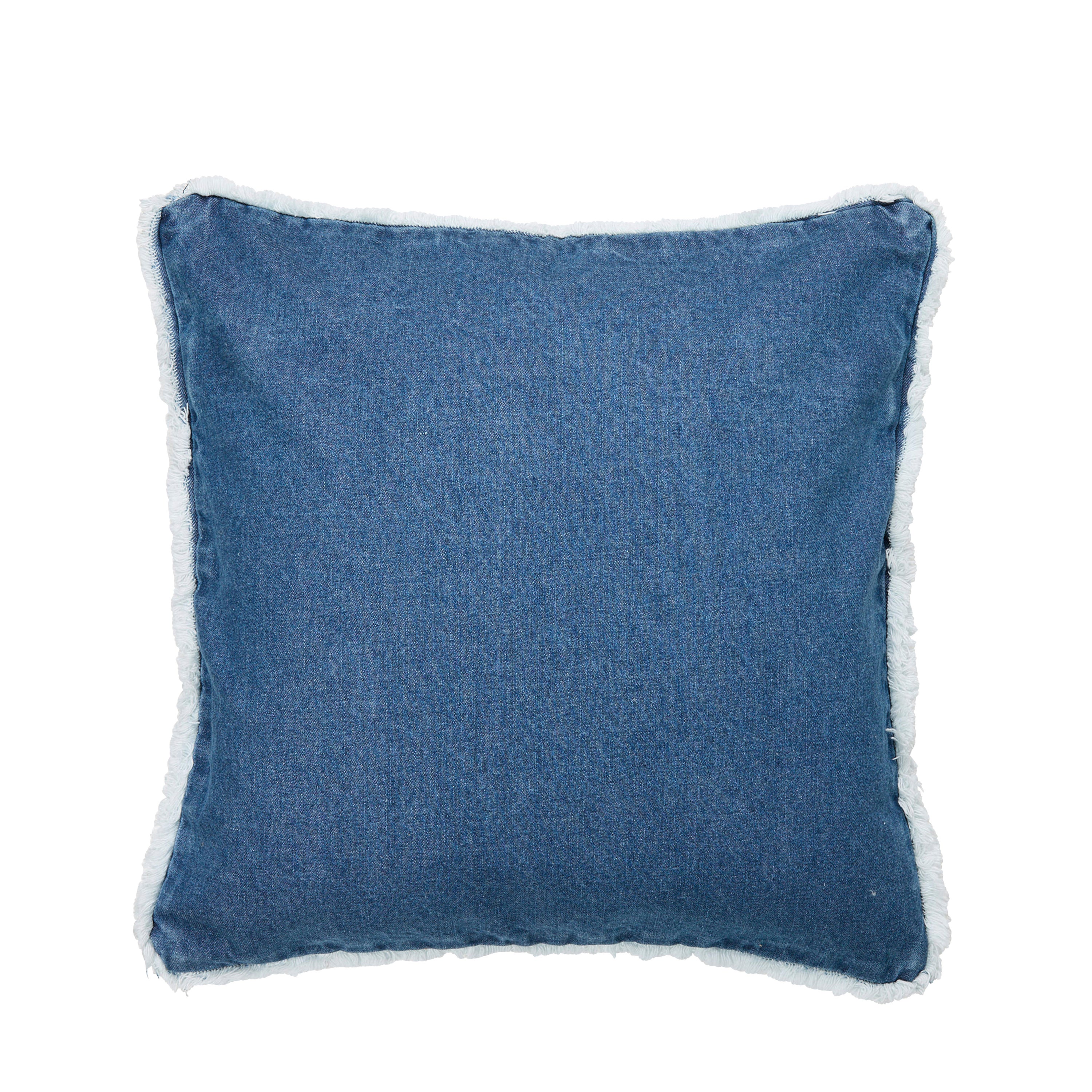 Denim Cushion Cover with Fringe 50×50 cm