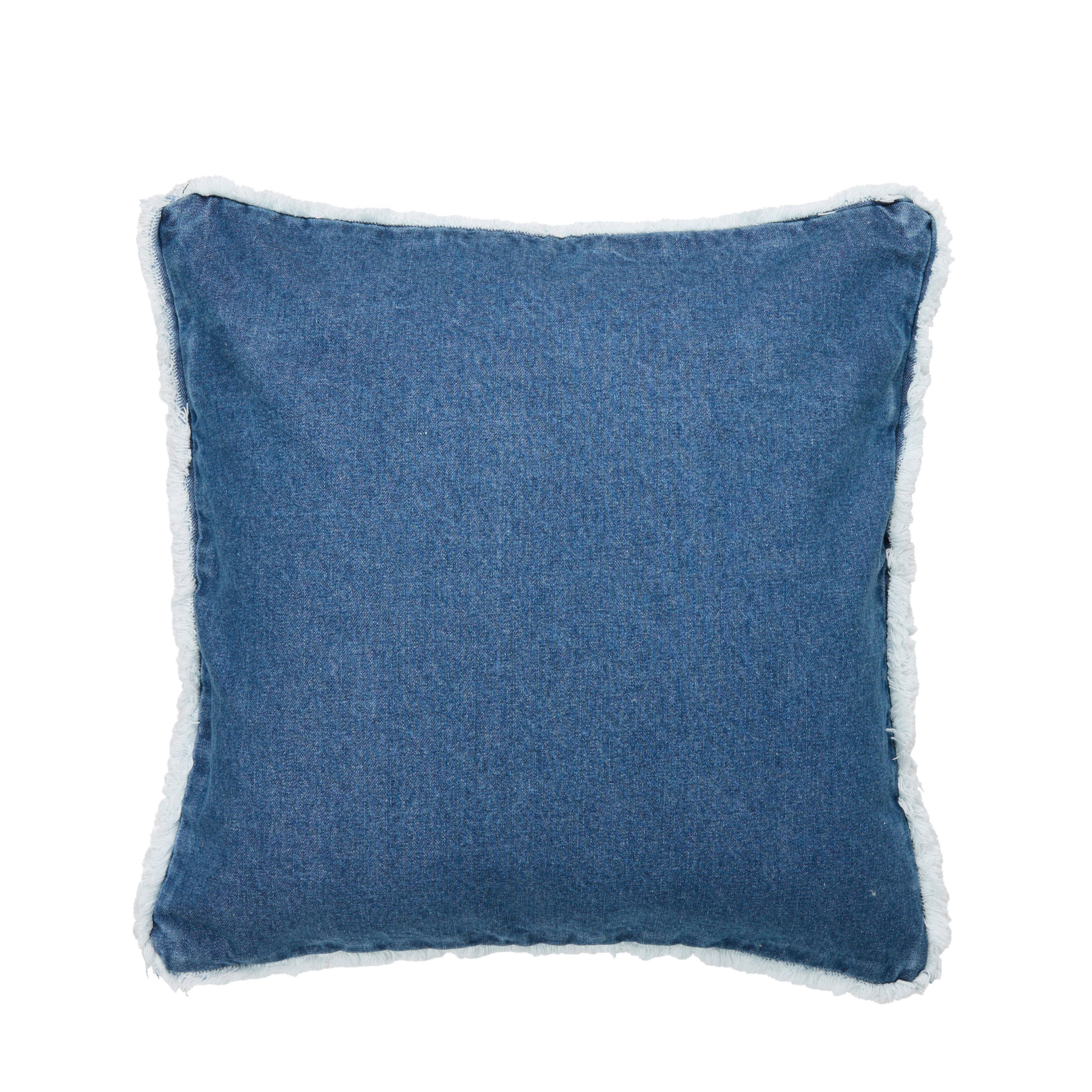 Denim Cushion Cover with Fringe 50×50 cm