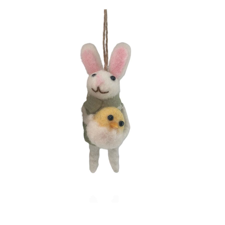 Påskhänge i ull, hare med kyckling