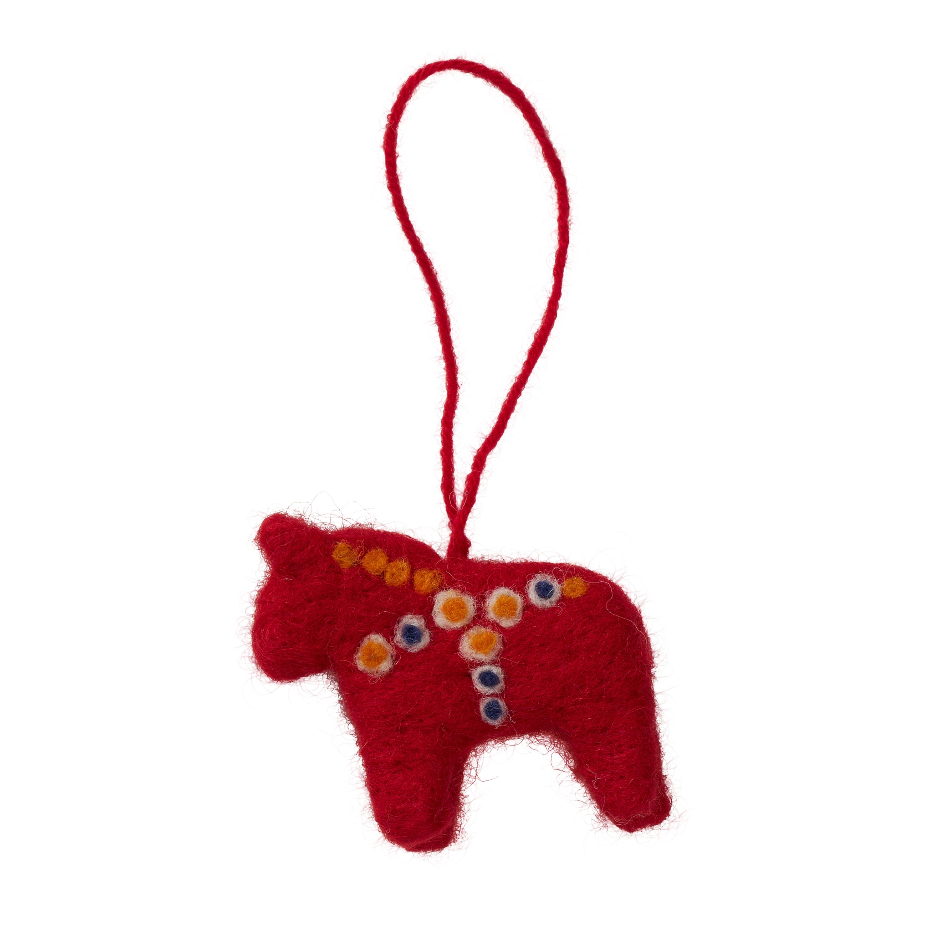 Felted Wool Dala Horse Ornament