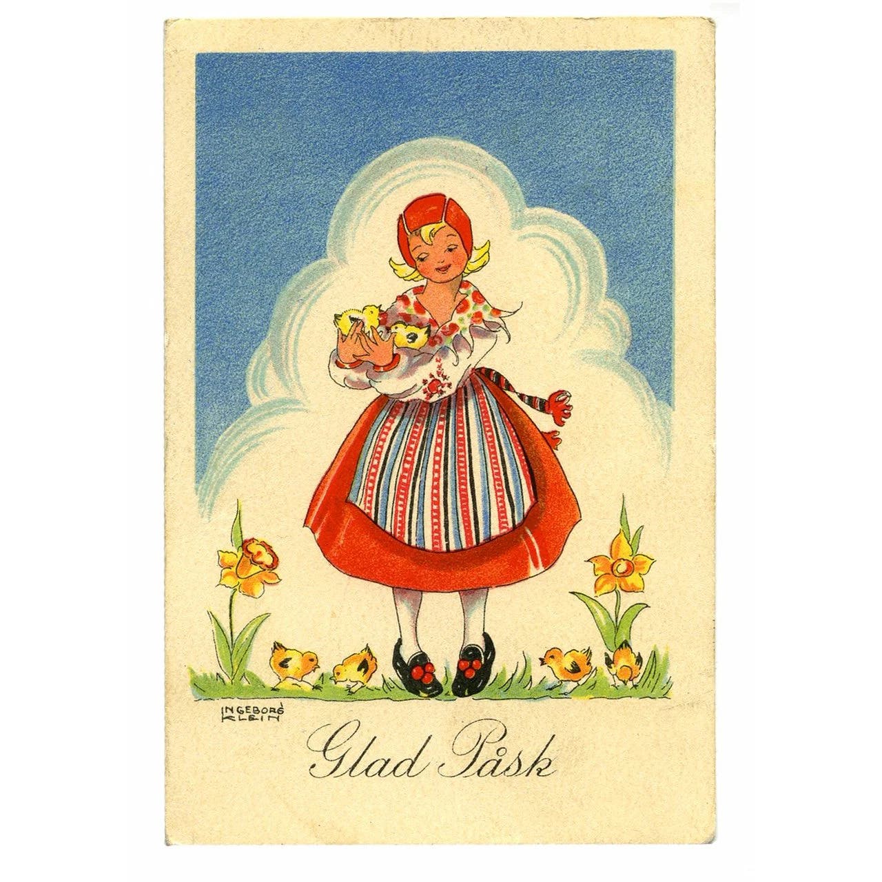 Easter Card Girl with Chicks