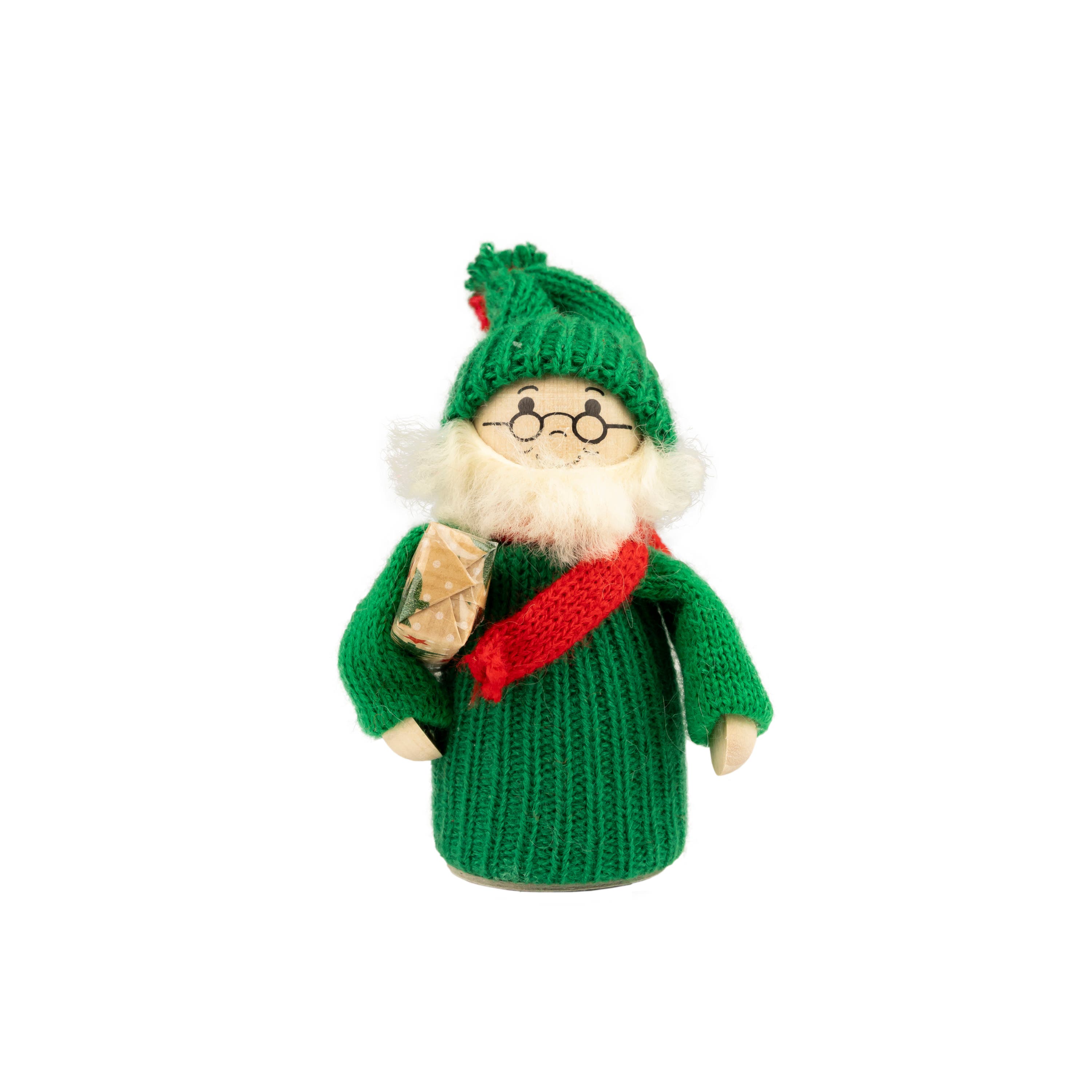 Santa With Christmas Present Green