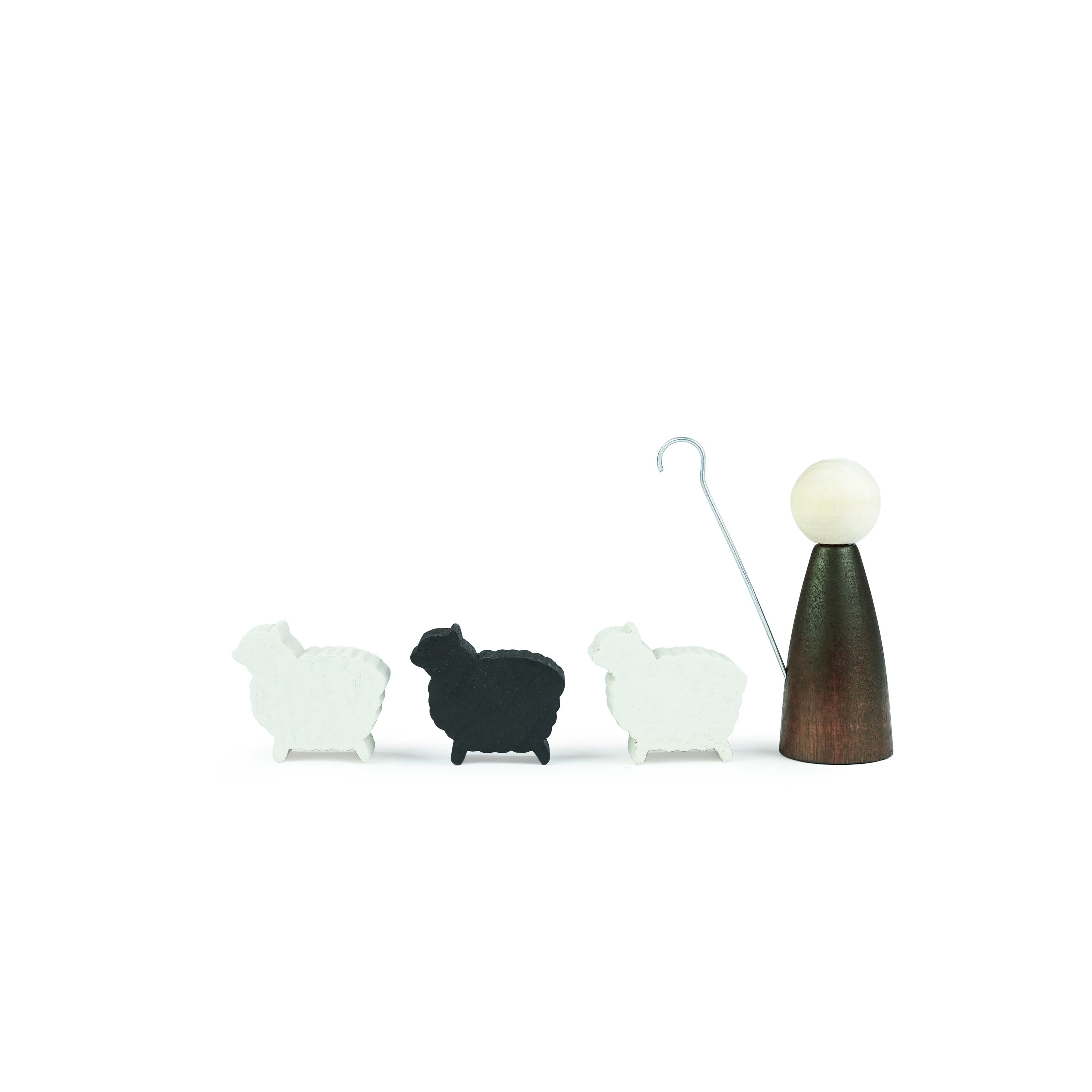 Shepherd with 3 sheep for the Nativity Set