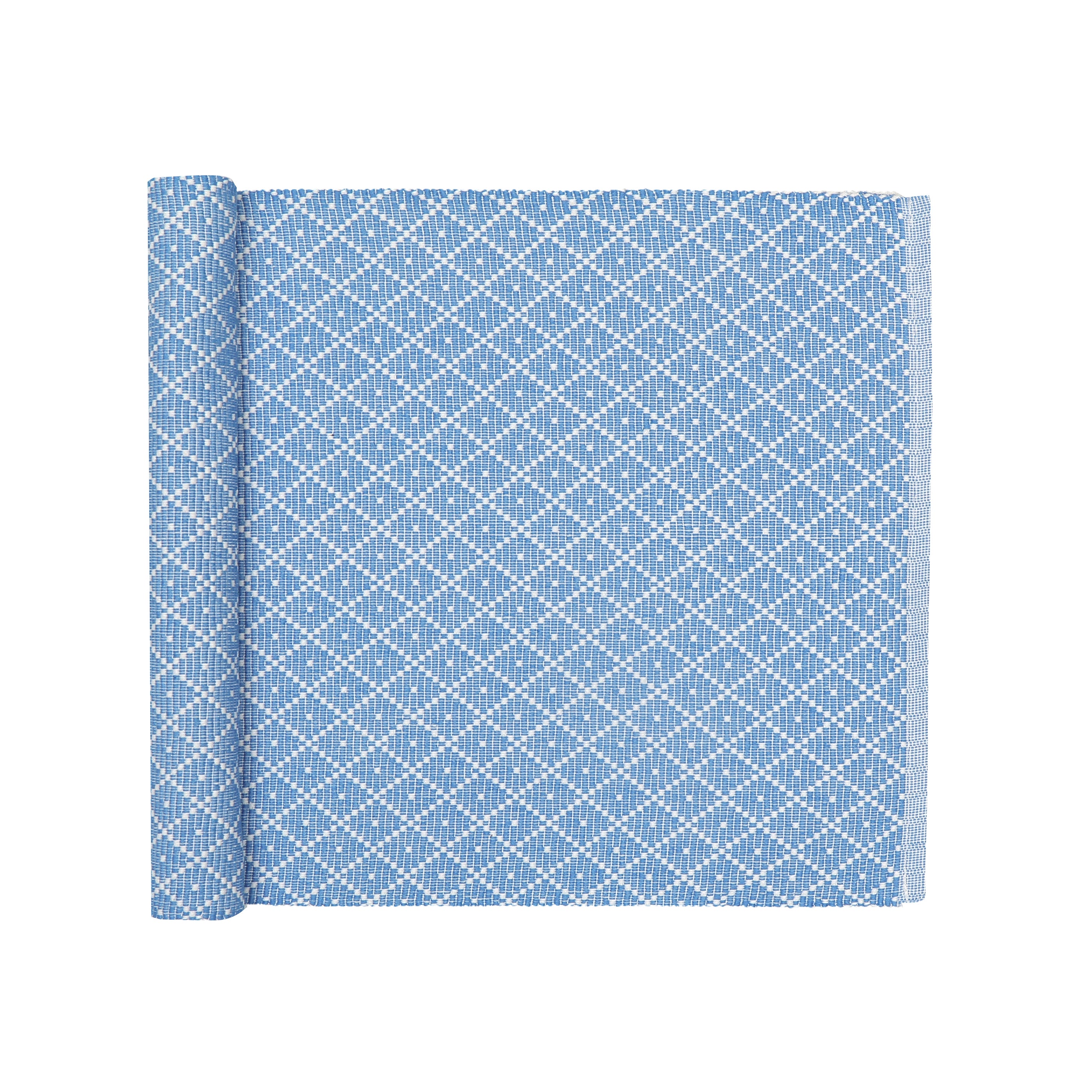 Ella Light Blue/White Checked Table Runner 33x120 cm