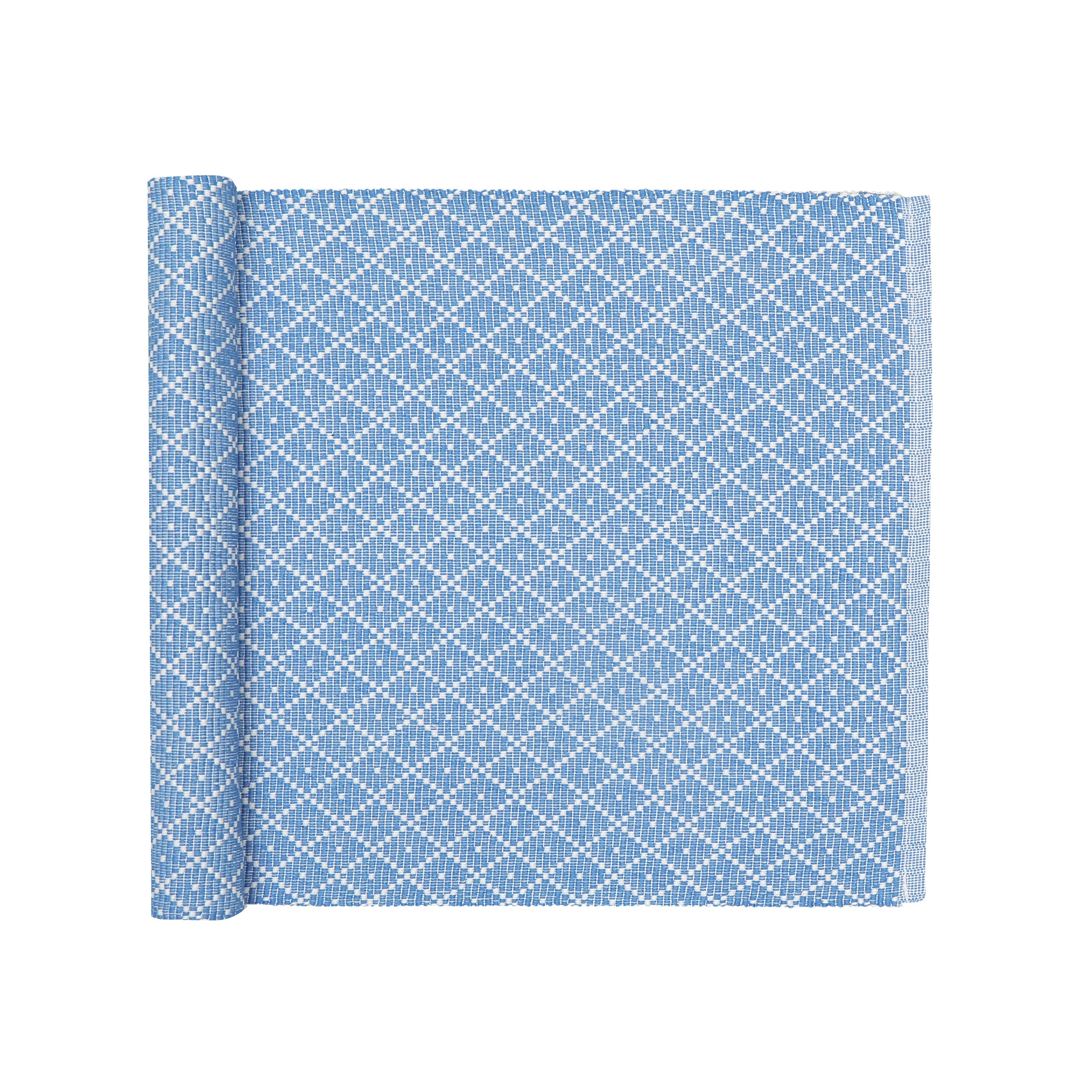 Ella Light Blue/White Checked Table Runner 33x120 cm