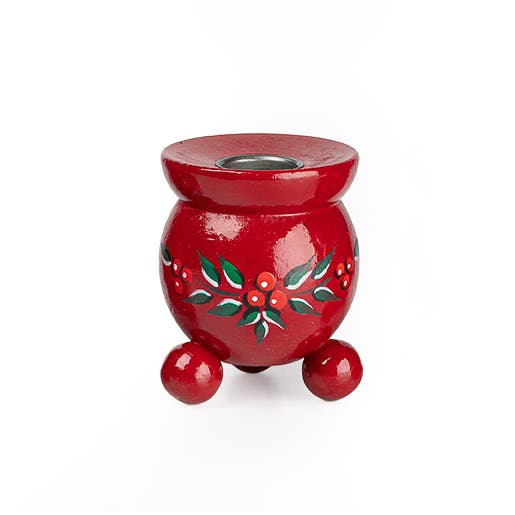 Globe shaped candle holder Lingonberries