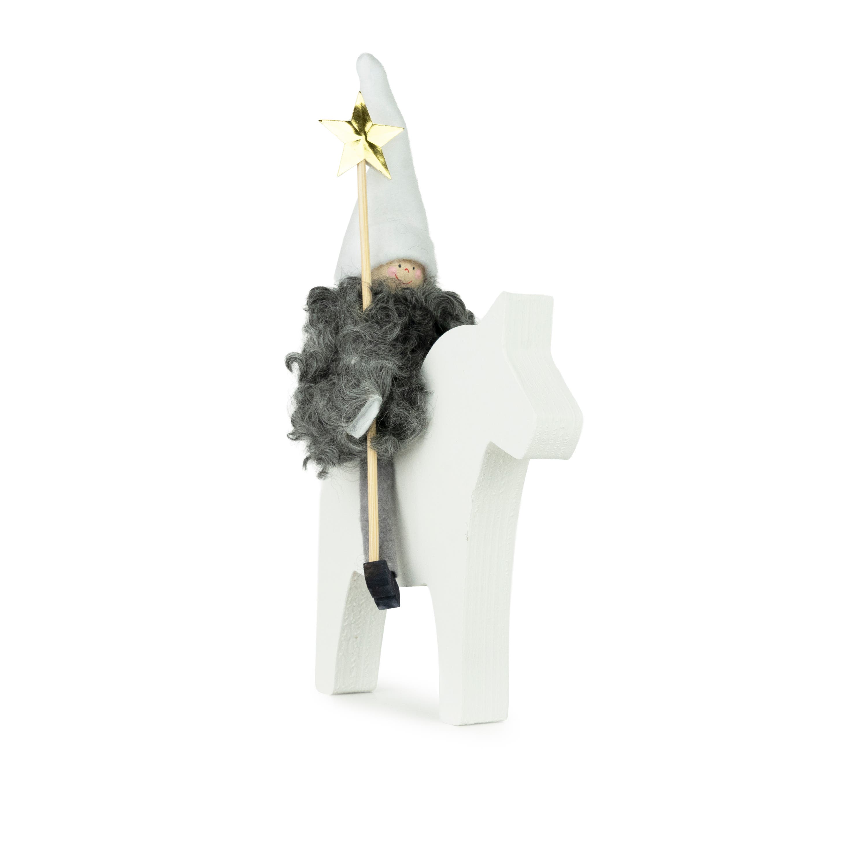 Santa on Horse with Sheepskin White