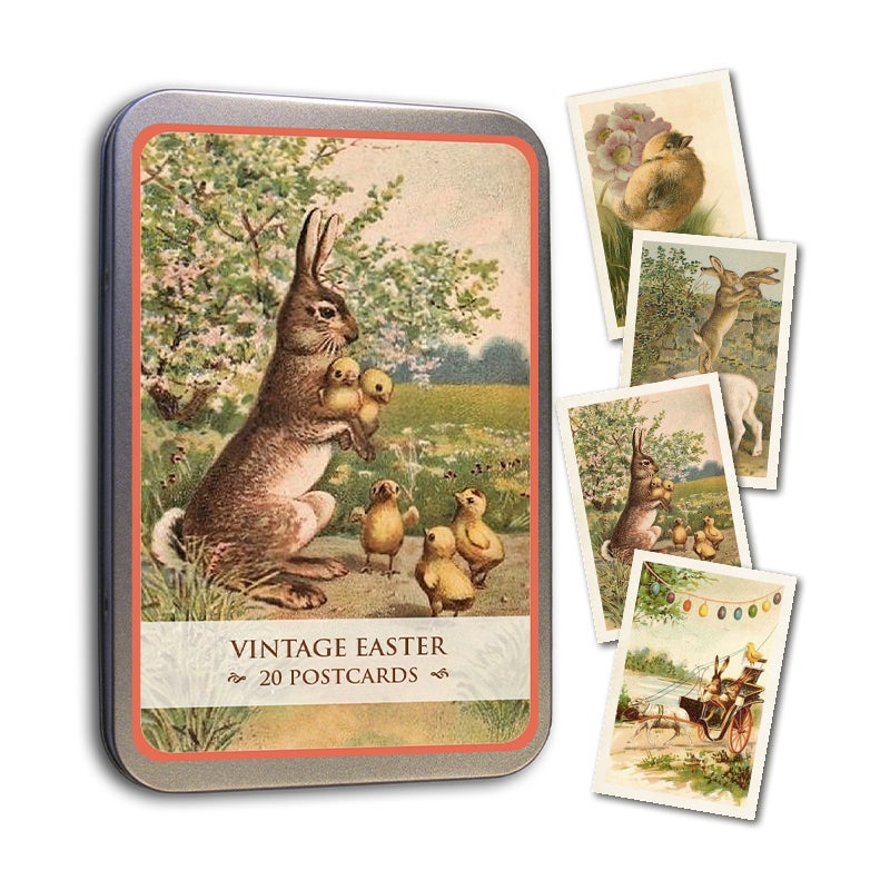 Plåtlåda Med 20 Vykort Påsk