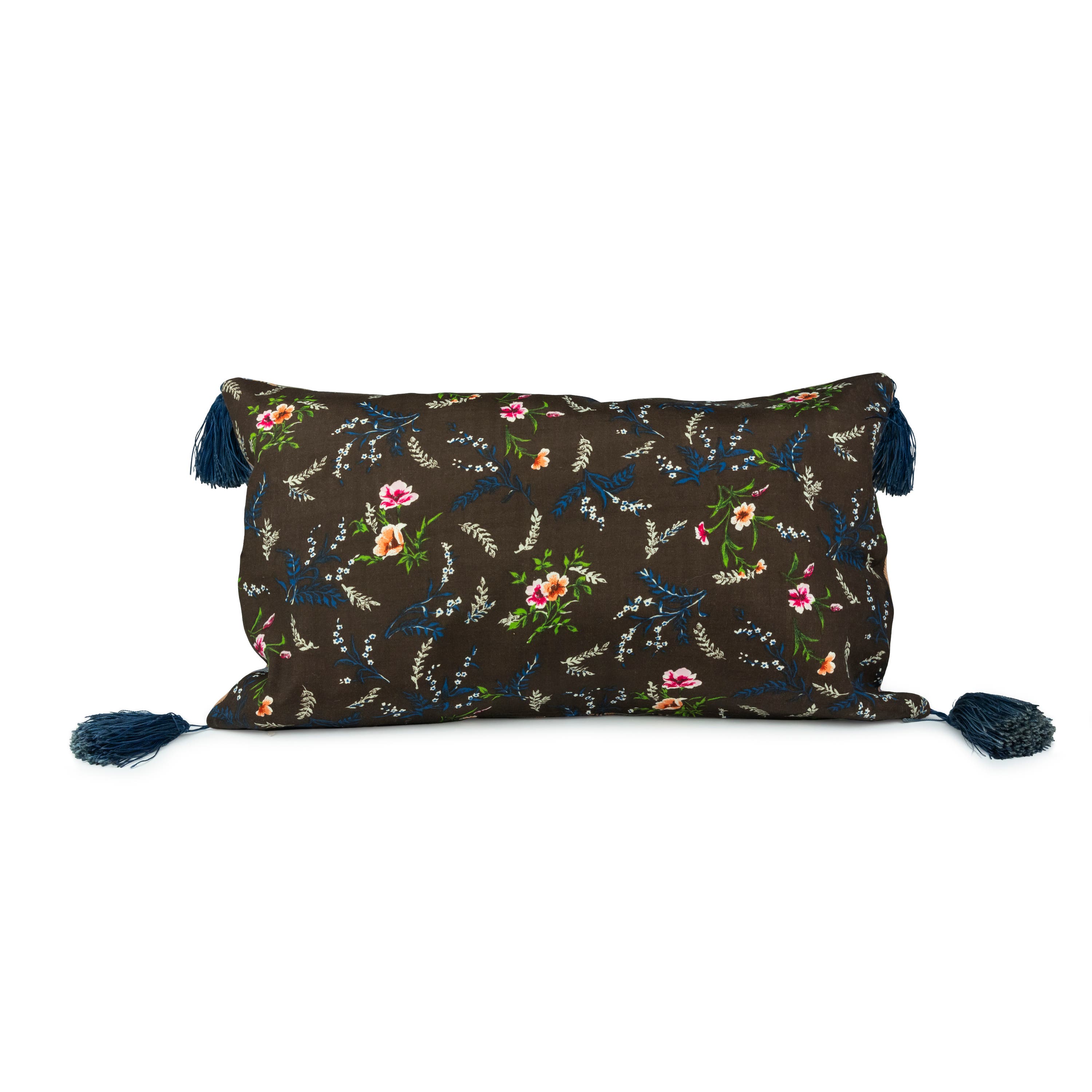 Recrafted Cushion Cover Floral Brown 50x30 cm