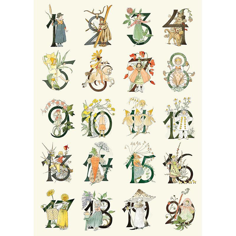Flower Numbers Poster 50x70