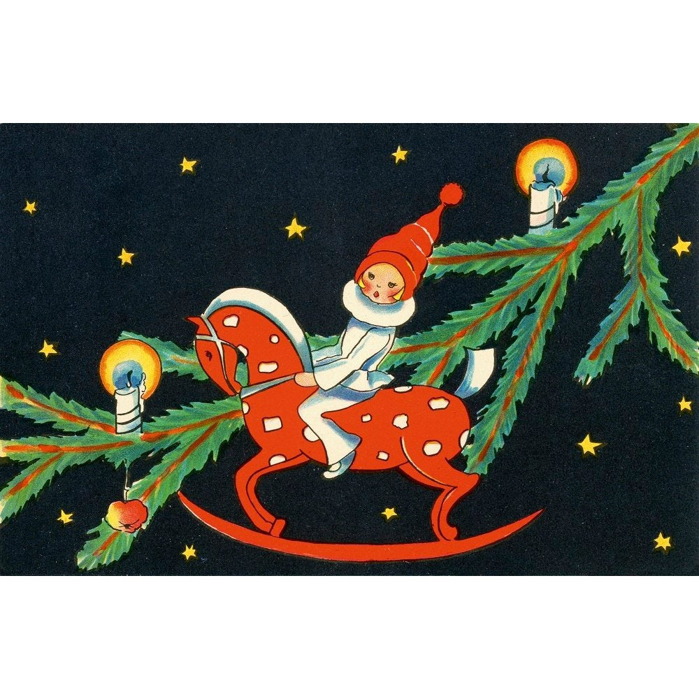 Christmas Card Boy on Rocking Horse